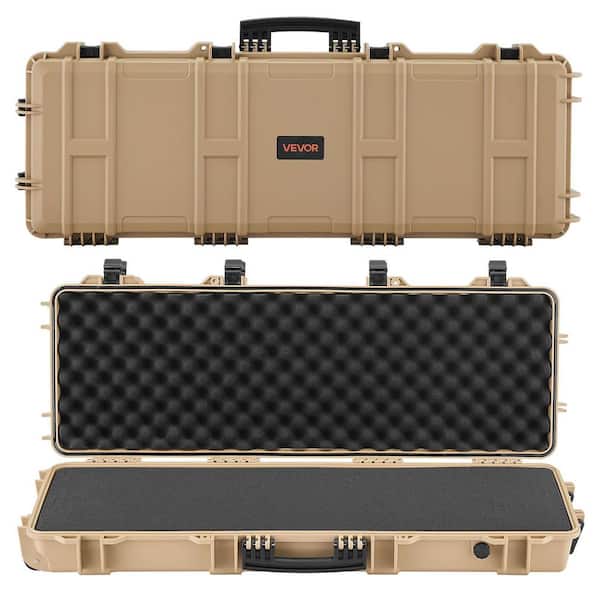 Hard Rifle Case, Lockable Rifle Case with Pre-Cut Foams, 40 in. Gun Storage with Wheels, IP67 Waterproof, Khaki