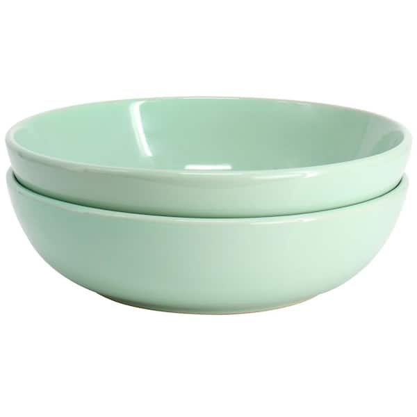 MARTHA STEWART EVERYDAY 2 Piece 8.5 Inch Stoneware Dinner Bowl Set in Mint