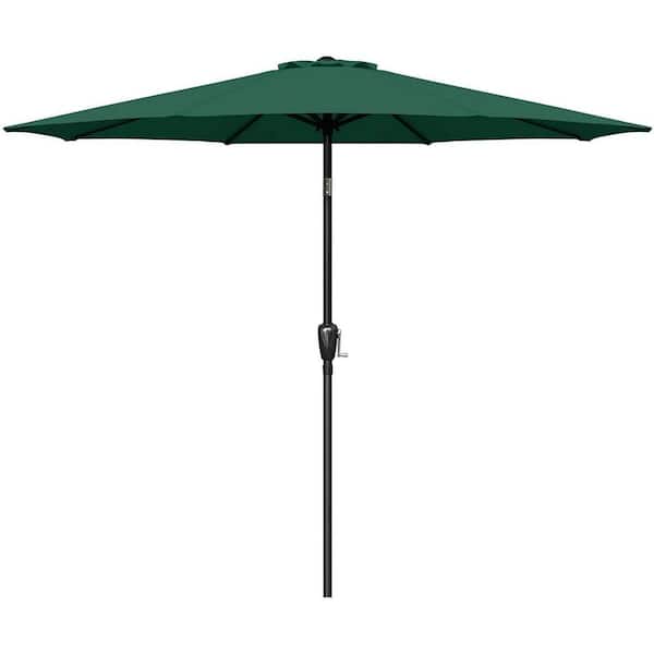 Tidoin 9 ft. Steel Market Tilt Patio Umbrella in Green for Garden, Deck, Backyard, Pool