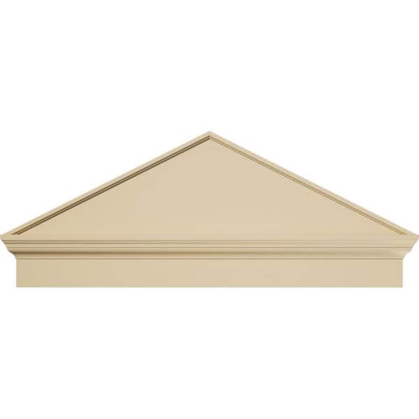 44 in. W x 17-7/8 in. H x 2-3/4 in. P (Pitch 6/12) Peaked Cap Smooth Signature Urethane Combination Pediment, Primed Tan