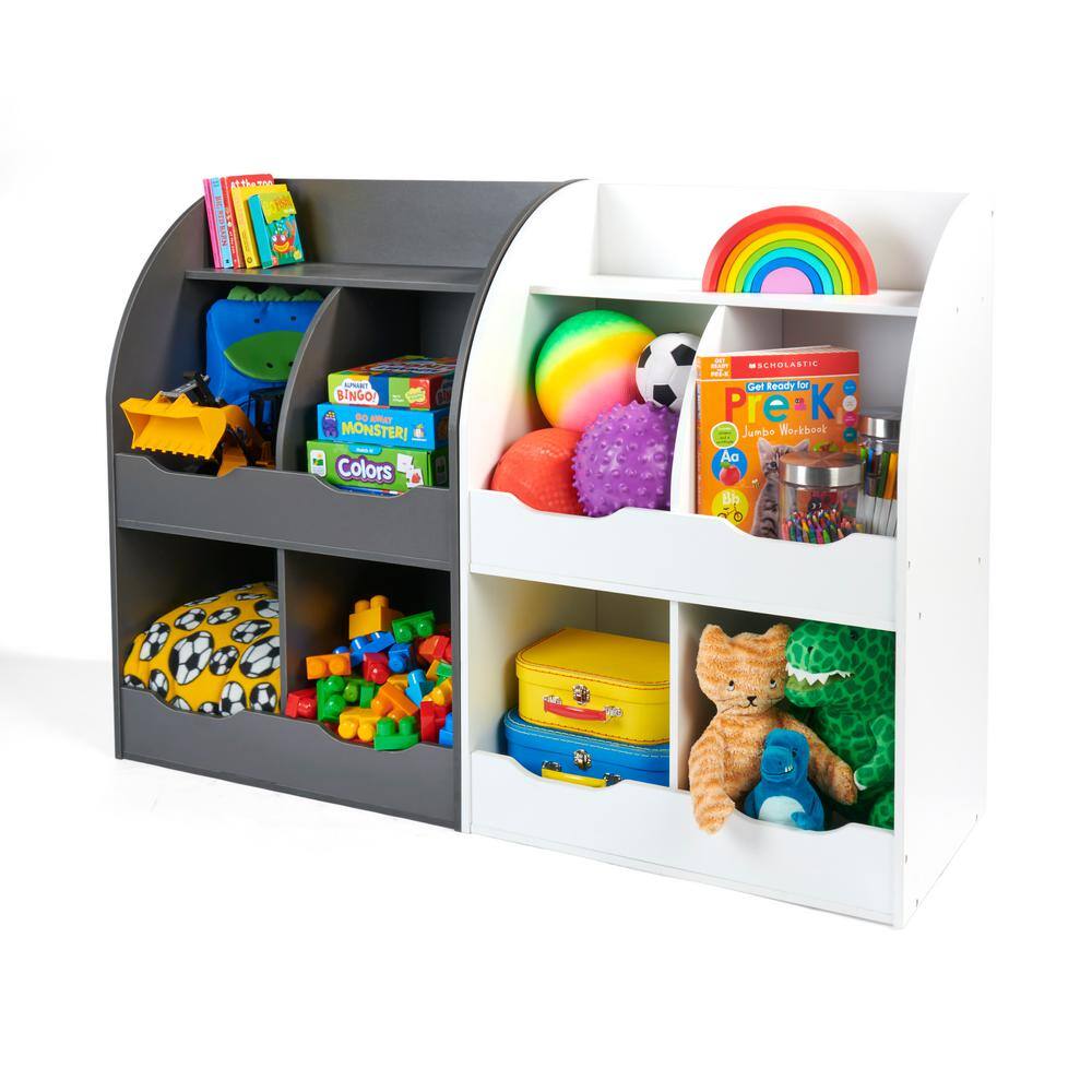 Bright White Multi-Cubby Toy & Book Organizer for Kids