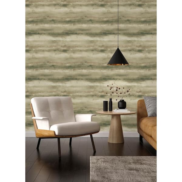 Ayla Green Abstract Stripe Wallpaper Sample
