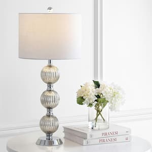 Rita 30.5 in. Silvered Orbs Glass/Metal LED Table Lamp, Chrome