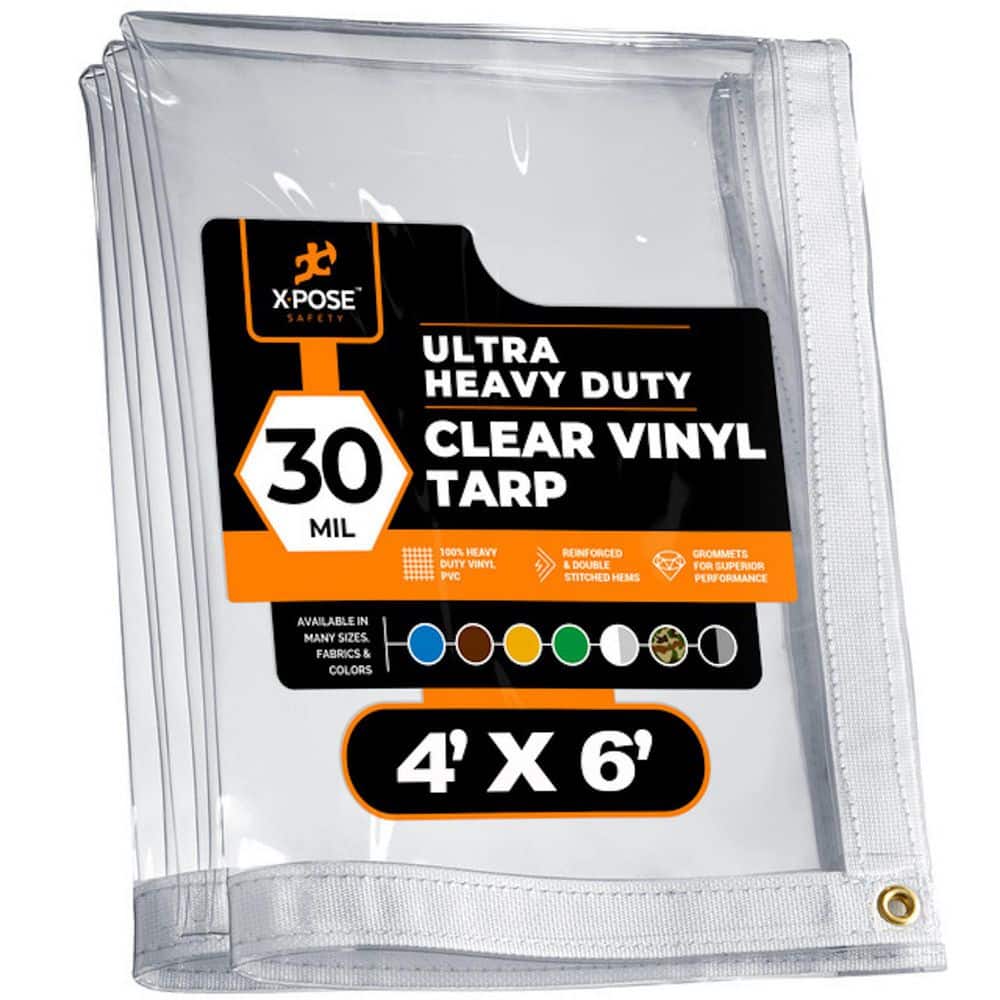 XPOSE SAFETY 4 ft. W x 6 ft. L Clear Vinyl Tarp Super Heavy Duty