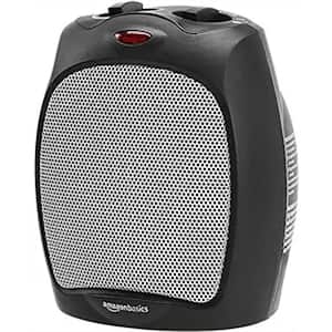 1500-Watt 9.09 in. Black Electric Portable Ceramic Space Heater with Adjustable Thermostat and Fan Modes