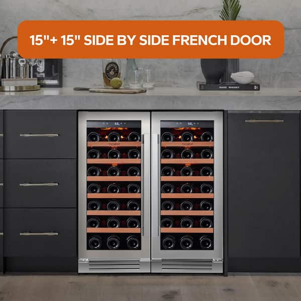 30 in. Dual Zone Cellar Cooling Unit 66-Bottles Wine Cooler Built- in Side-by-Side Refrigerators Frost-Free in Black