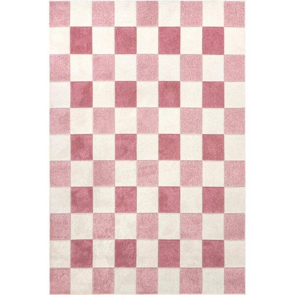 nuLOOM Aubrey Checkered Kids Pink 4 ft. x 6 ft. Mid-Century Modern Area Rug