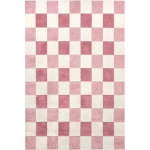 Aubrey Checkered Kids Pink 5 ft. x 8 ft. Mid-Century Modern Area Rug