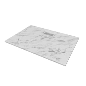 60 in. L x 42 in. W x 1.125 in. H Solid Composite Stone Shower Pan Base with Center Back Drain in Carrara Sand