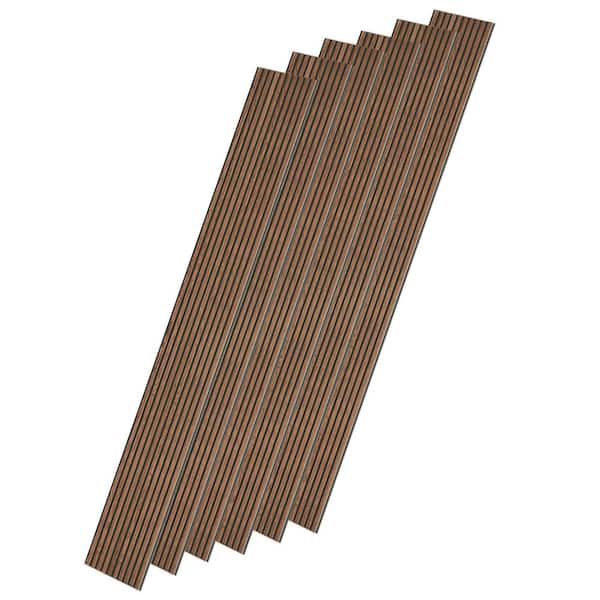 0.83 in. x 0.66 ft. x7.84 ft. Classic Brown Finished MDF Acoustic/Sound Absorb Wood Slat Decorative Wall Paneling-6 Pcs