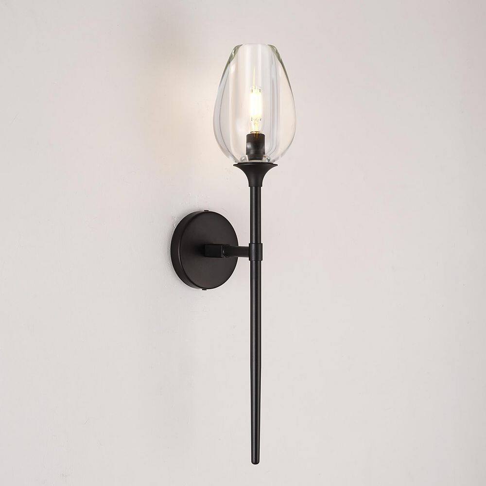 4.72 in. 1- Light Dimmable Black Wall Sconce, Tulip Shape Wall Lamp for Living Room,Hallway,Bedroom (Bulb included) price history on PriceWatchPro