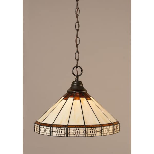 Unbranded Kingston 100-Watt 1-Light Dark Granite Bowl Mini Pendant Light with Glass Shade