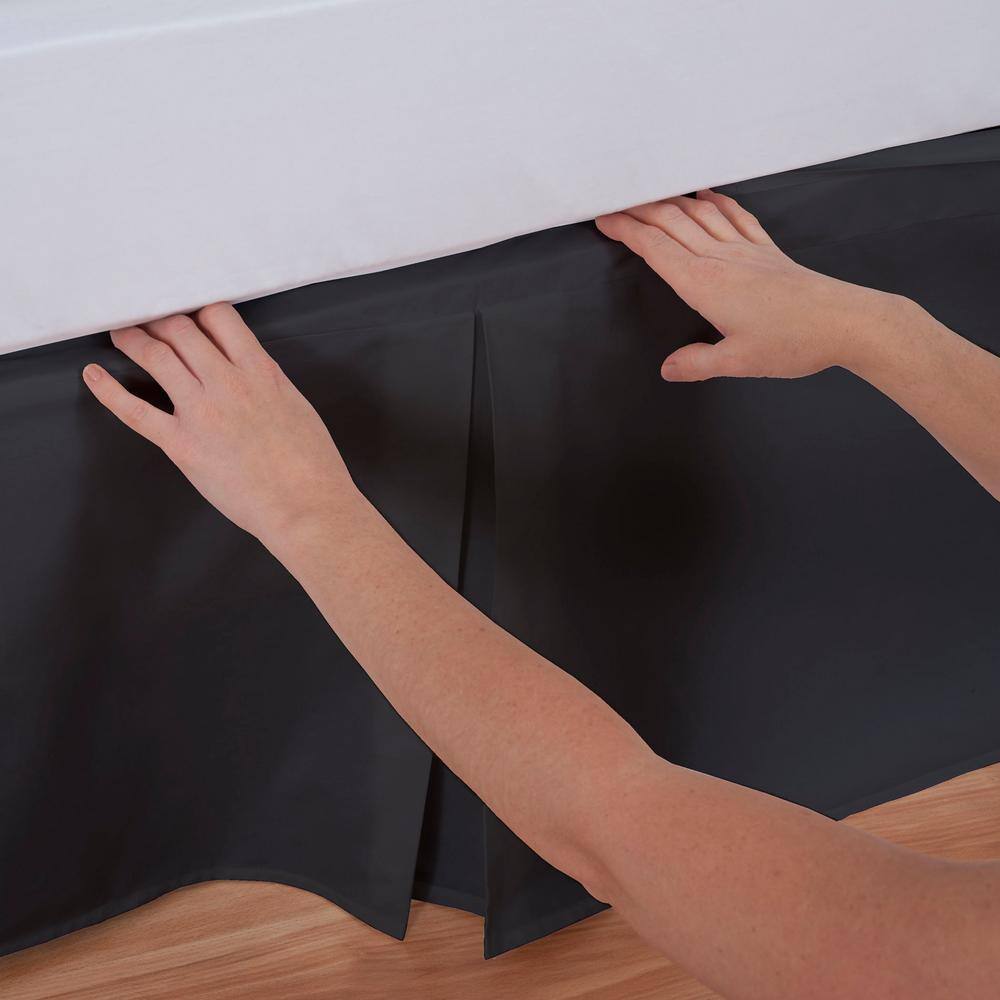 Black Polyester California King Bed Skirt with 14" Drop