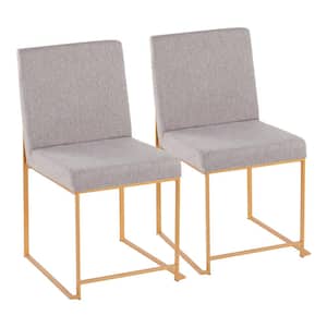Fuji Light Grey Fabric Gold High Back Side Dining Chair (Set of 2)