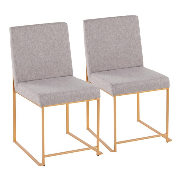 Lumisource Fuji Light Grey Fabric Gold High Back Side Dining Chair (Set of 2)
