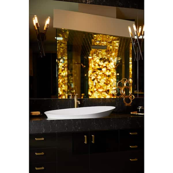 KOHLER Veil 38.5 in. Trough Vessel Bathroom Sink In White with No Overflow Drain