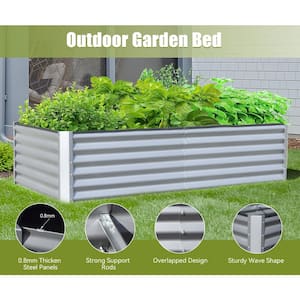 6 ft. x 3 ft. x 1.5 ft. Sliver Galvanized Steel Rectangular Outdoor Raised Garden Bed