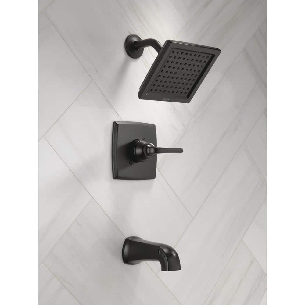 Matte Black Square Wall Mounted Tub and Shower Faucet Set