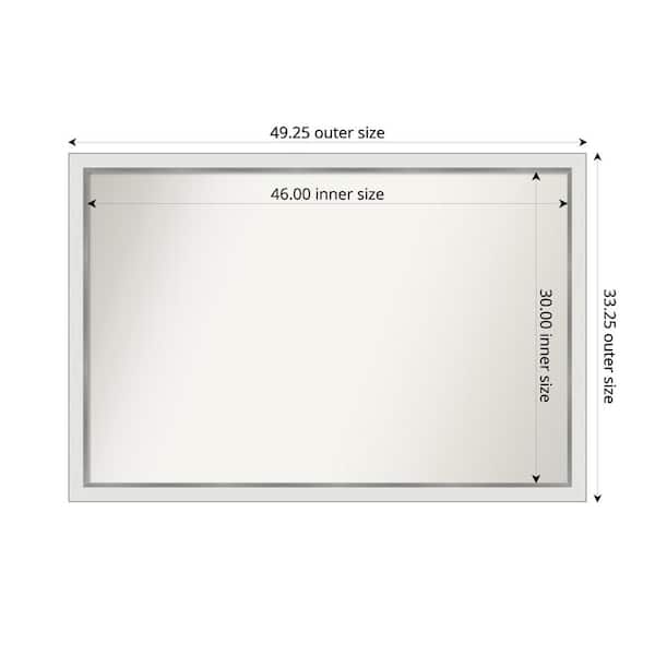 Amanti Art Medium Rectangle Satin White Silver Casual Mirror (33 in. H x 49 in. W)