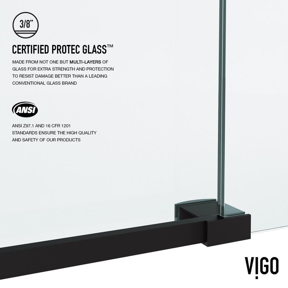 Elan 56-60" Matte Black Frameless Sliding Tub Door with Laminated Glass