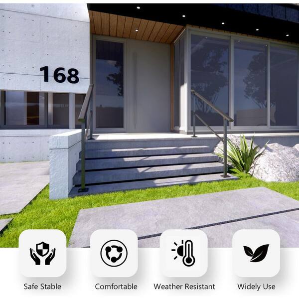 thumbnail image 2 of ZeroPone Upgrade 2 Steps Outdoor Handrail For Outdoor Steps, Black 2 of 9