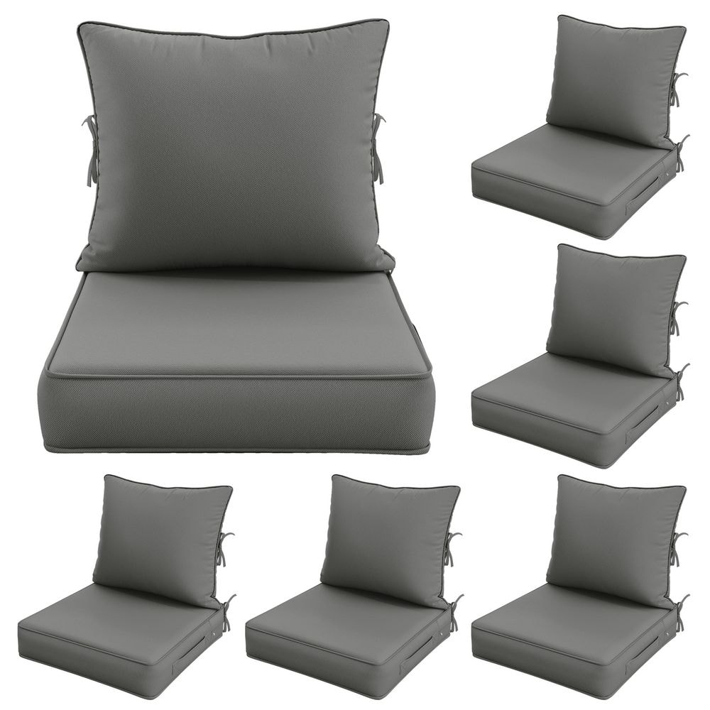 19 in. x 19 in. x 4 in. (6-Pack) Water-Resistant Outdoor Patio Furniture Replacement Deep Seat Cushions, Light Grey price history on PriceWatchPro