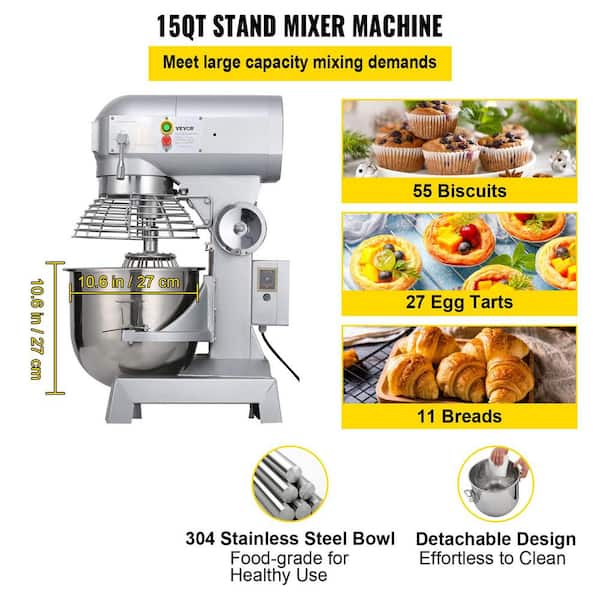 15L Commercial Dough Food Mixer Kitchen Egg Beater Dough Mixer B15 220V