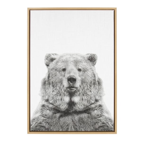 Kate and Laurel 33 in. x 23 in. "Bear European" by Tai Prints Framed Canvas Wall Art