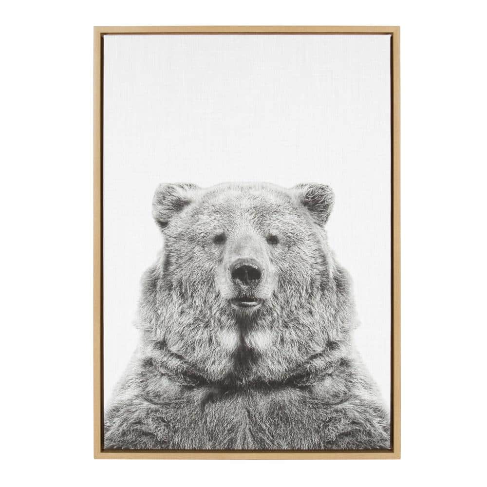 Large Black and White Bear Portrait Framed Canvas Art