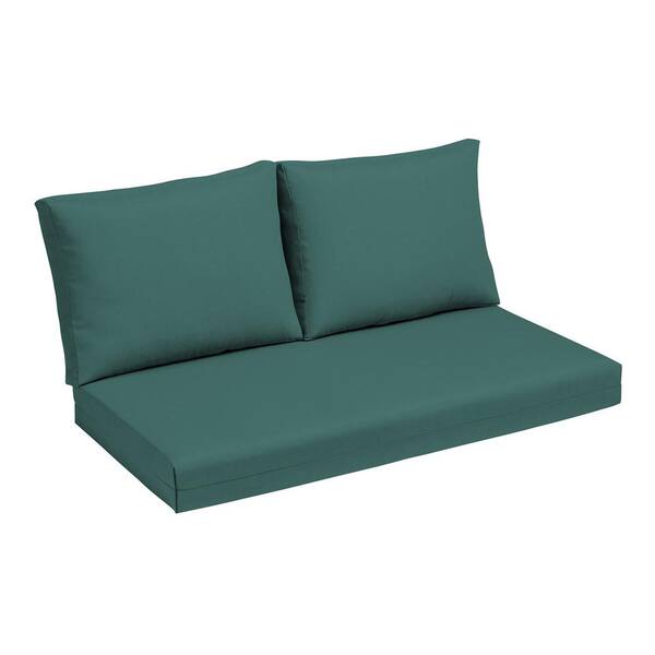 ARDEN SELECTIONS 24 in. x 18 in. Outdoor Loveseat Cushion Set Peacock Blue Green Texture ZQ1DA07B D9Z1 The Home Depot