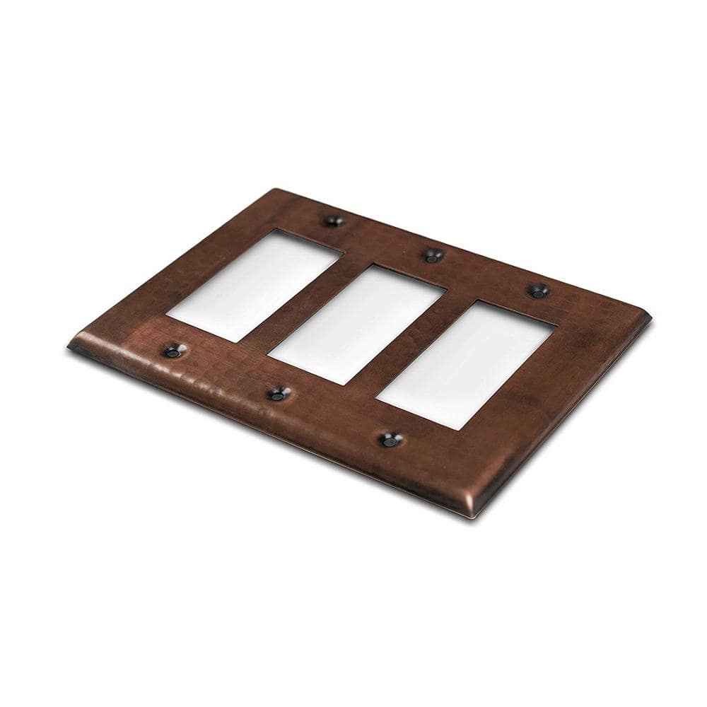 Hand Hammered Copper Triple Rocker Wall Plate