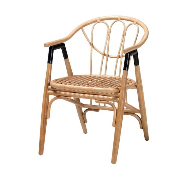 bali & pari Cyntia Natural Rattan and Black Dining Chair