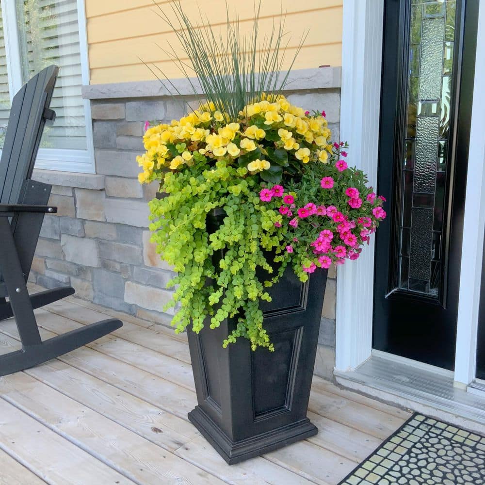 Black 28" Polyethylene Tall Outdoor Planter