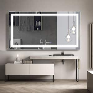 72 in. W x 38 in. H Large Rectangular Frameless High Lumen Anti-Fog LED Lighted Wall Bathroom Vanity Mirror