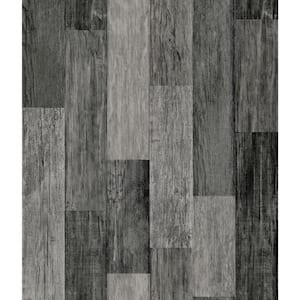 Weathered Wood Plank Black Vinyl Peel & Stick Wallpaper Roll (Covers 28.18 Sq. Ft.)