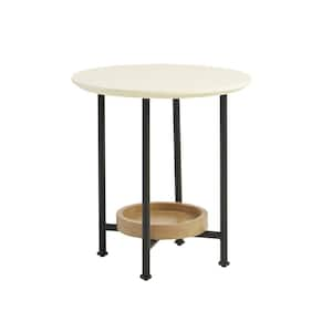 Beauchamp 20 in. White/Natural Round MDF End Table