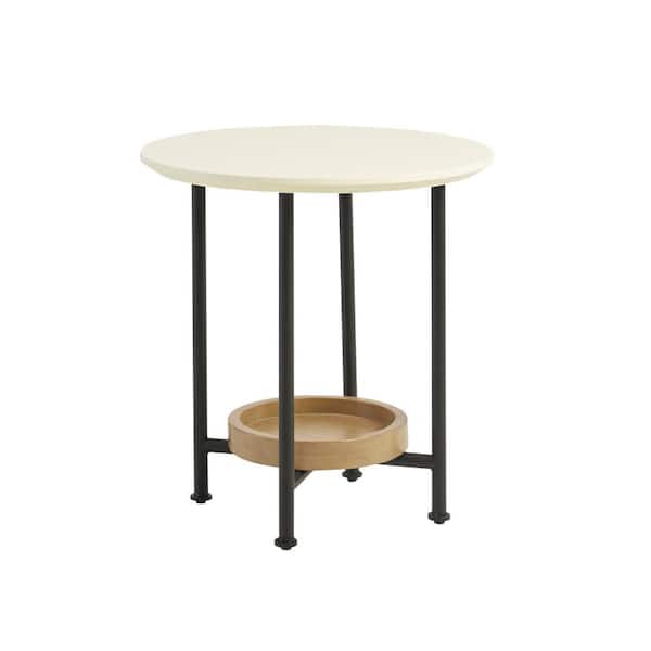 Beauchamp 20 in. White/Natural Round MDF End Table