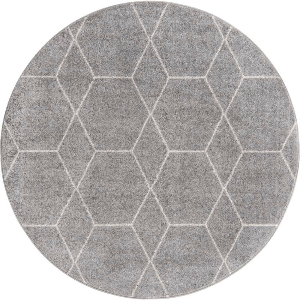 Trellis Frieze Geometric Light Gray 6 ft. x 6 ft. Area Rug price history on PriceWatchPro