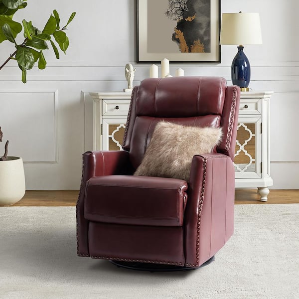 JAYDEN CREATION Helena Genuine Leather Manual Swivel Rocking