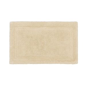 Lydia Border Ivory 20 in. x 32 in. Cotton Plush Bath Mat