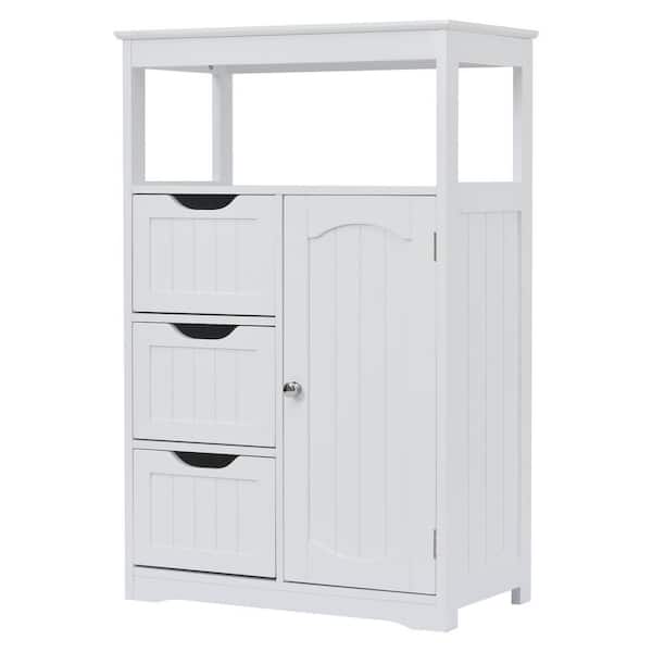 WELLFOR 22 in. W x 12 in. D x 34 in. H White MDF Freestanding Multi-Functional Linen Cabinet