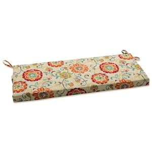 Floral Rectangular Outdoor Bench Cushion in Multi-Colored