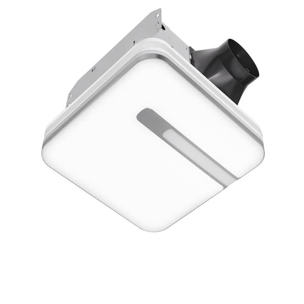 13 in. 1-Light White Semi-Flush Mount Ceiling Light with Integrated LED Panel and Humidity Sensor, Bathroom Exhaust Fan