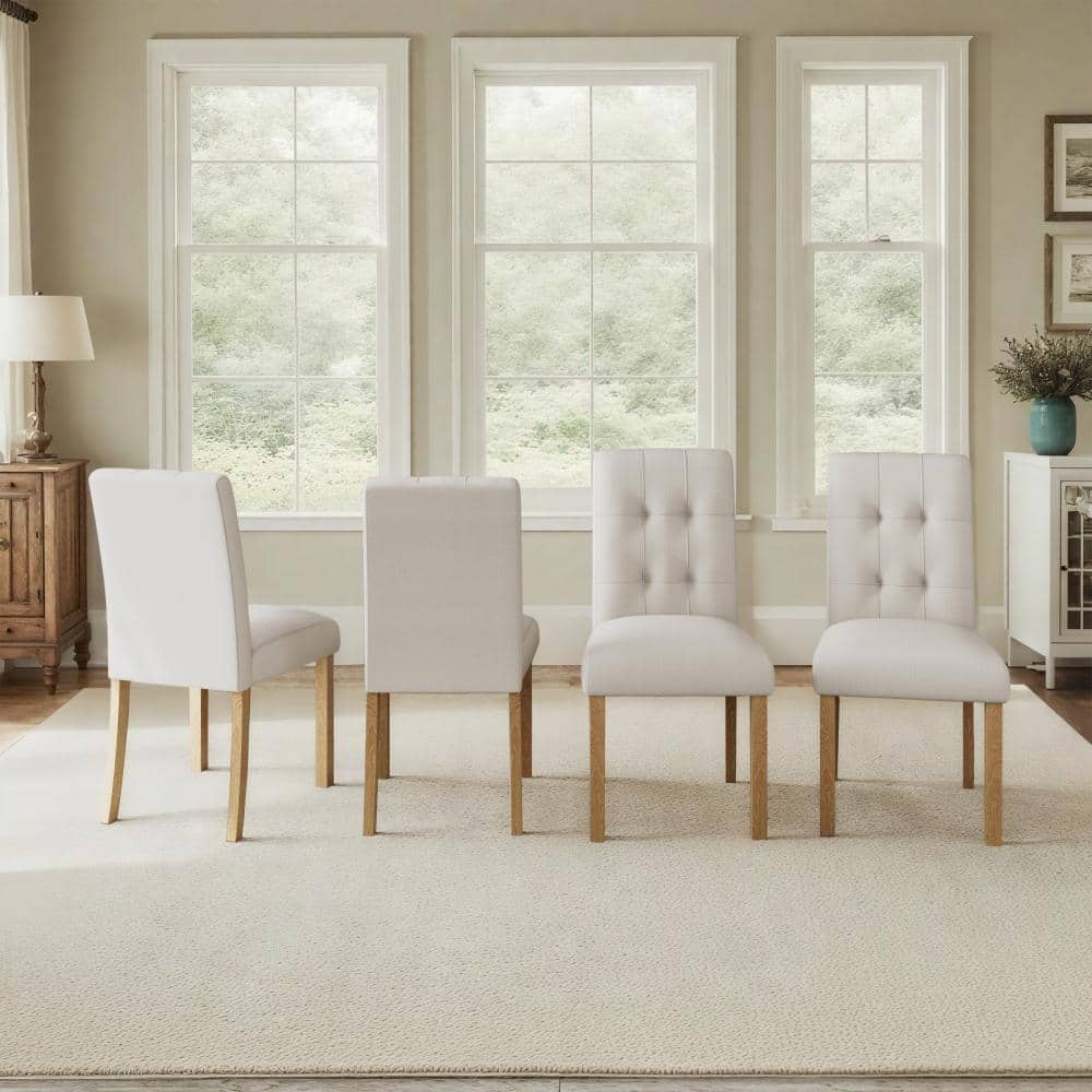 Natural Upholstered Dining Chairs 4 of Chairs Included