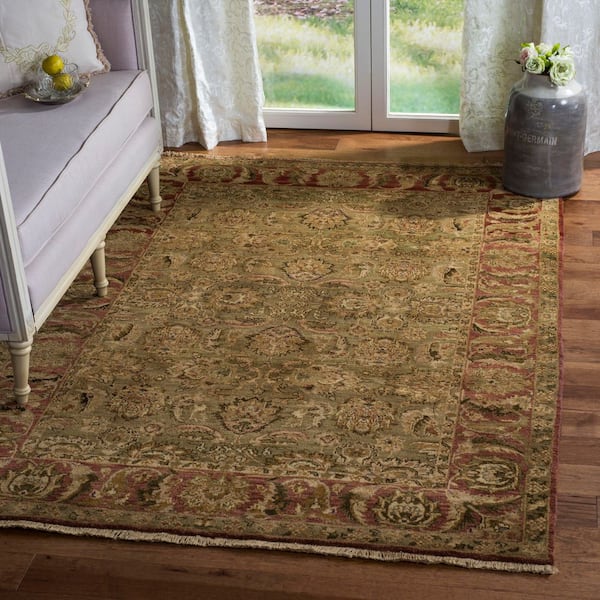 Old World 6 ft. x 9 ft. Light Green/Rust Ornate Area Rug