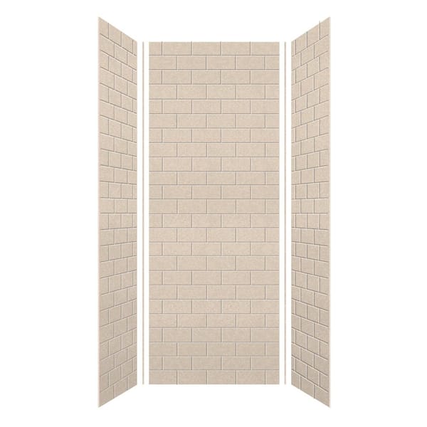SaraMar 36 in. x 36 in. x 96 in. 3-Piece Easy Up Adhesive Alcove Shower Wall Surround in Cashew