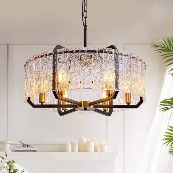 Pacific Core Modern 6-Lights Black Crystal Chandeliers Round Chandelier ...