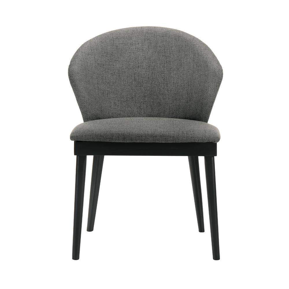 Juno Charcoal Fabric and Black Wood Upholstered Side Chairs, Set of 2