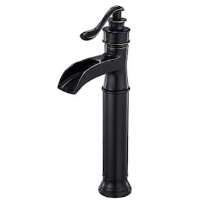 Single Handle Waterfall Vessel Sink Faucet Single Hole Bathroom Vessel Faucets Brass in Oil Rubbed Bronze