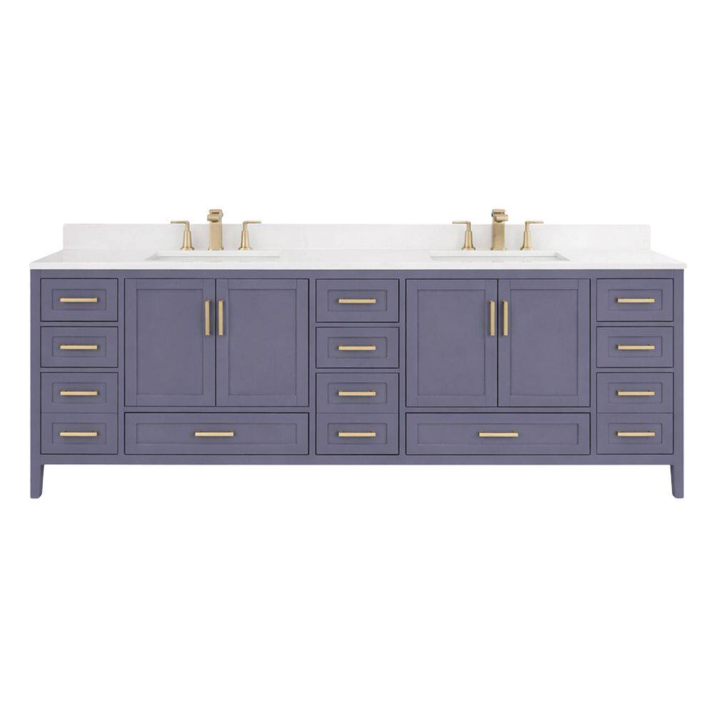 Rooh 84 in. Double Sink Freestanding Charcoal Grey Bath Vanity with White Quartz Top Assembled price history on PriceWatchPro